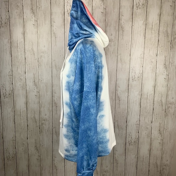 🔥THE SUN🔥Colorblock Tie Dye Crop Hoodie S/M/L/XL NWT - Picture 7 of 9